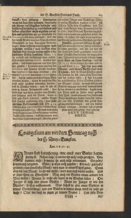 Evangelium am vierten Sonntag nach der H. Drey-Einigkeit. ...