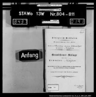 Grundsteueranlage für die Commune Nieder- Freden, angefertigt im Jahre 1812