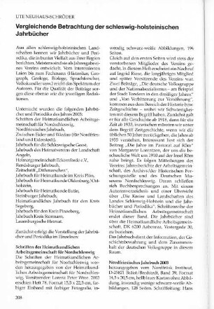 Vergleichende Betrachtung der schleswig-holsteinischen Jahrbücher