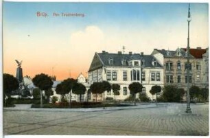 Brüx. Am Taschenberg, links Kriegerdenkmal
