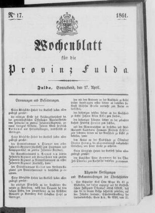 Nr. 17, Ausgabe vom 27. April 1861