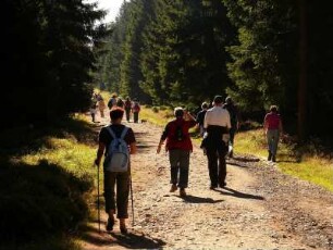 Brockenwanderer auf dem Goetheweg im Nationalpark Hochharz