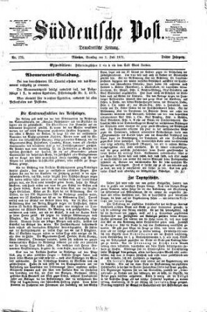 Süddeutsche Post : unabhängiges demokratisches Organ und allgemeine deutsche Arbeiterzeitung. 1871,7/12 = Jg. 3