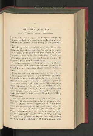 T´he Opium Question. From a Chinese Official Standpoint.
