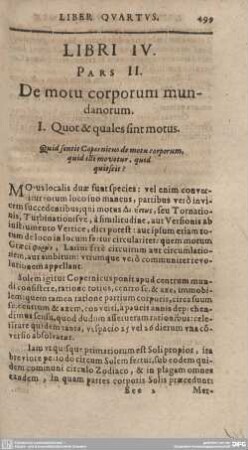 I. De motu corporum mundanorum.