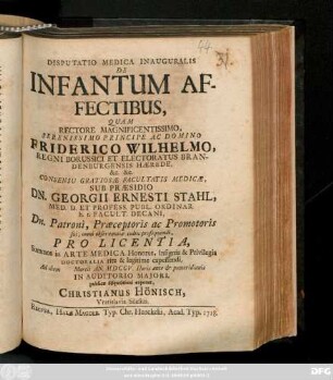 Disputatio Medica Inauguralis De Infantum Affectibus