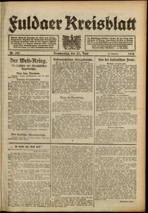 Ausgabe vom Donnerstag, den 27. Juni 1918.