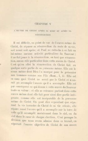 Chapitre V. L'oeuvre de Christ après sa mort et après sa résurrection