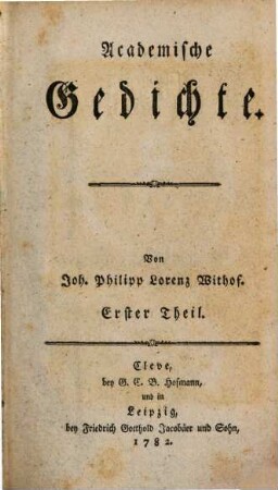 Academische Gedichte, 1