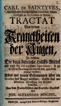 Tractat von denen Kranckheiten der Augen