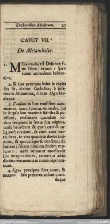 Caput VII. De Melancholia