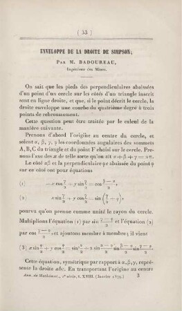 Enveloppe de la droite de Simpson.