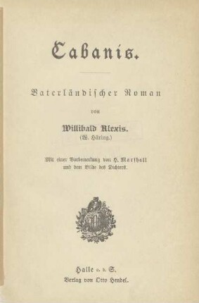 Cabanis. : Vaterländischer Roman