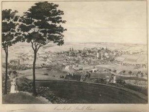 Stadtansicht von Plauen : Ansicht (kol. Stich) der Stadt Plauen im Vogtland