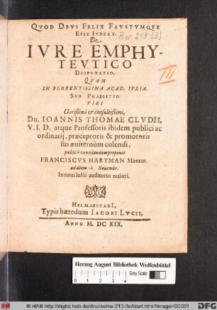 De Iure Emphyteutico Disputatio