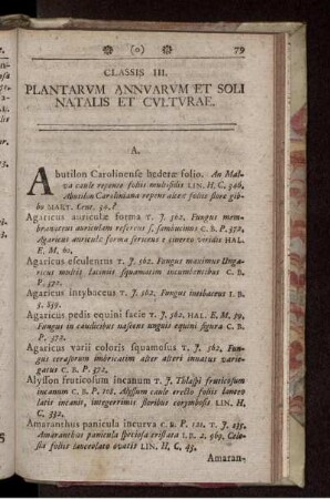 Classis III. Plantarum annuarum et soli natalis et culturae.