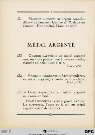 Métal argenté (Nr. 133-139)