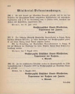 96. Ministerial-Bekanntmachung, betreffend Anerkennung der von den Behörden des Herzogthums Gotha ausgestellten Radfahrkarten