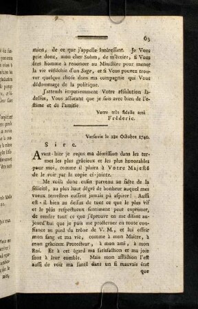 63-68, 28e Octobre 1740 - 3e Novembre 1740