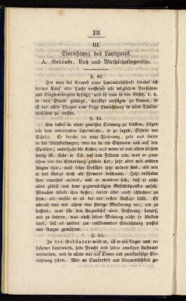 III. Einrichtung des Landgutes.