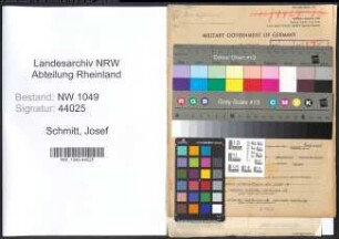 Entnazifizierung Josef Schmitt , geb. 18.03.1906 (Schreiner)