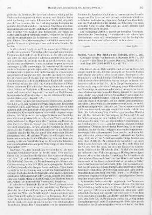 232-233 [Rezension] Strobel, August, Der Brief an die Hebräer