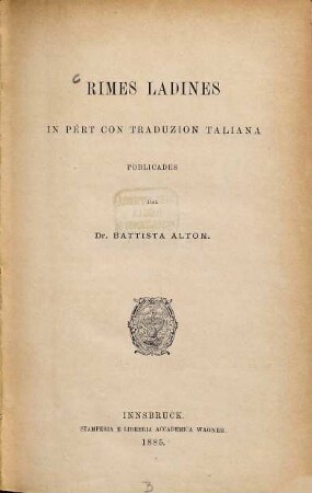 Rimes ladines in pért con traduzion taliana