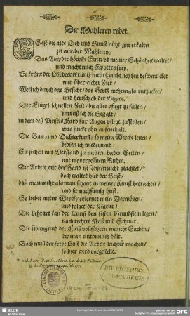 Die Mahlerey redet