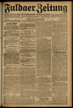 Ausgabe vom Montag, den 19. Februar 1917.