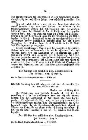 Studientag der Oberlyzeen und der oberen Klassen der Studienanstalten : [D. Höhere Lehranstalten für die weibliche Jugend]
