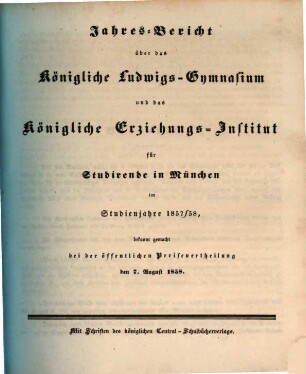 Jahresbericht .... 1857/58