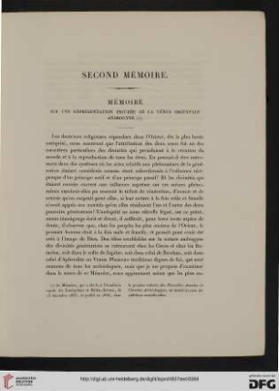 Second mémoire: Mémoire sur une représentation figurée de la Vénus orientale androgyne
