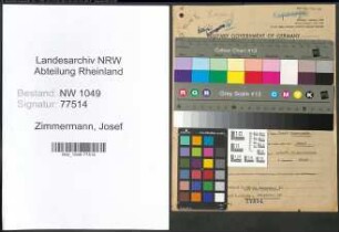 Entnazifizierung Josef Zimmermann , geb. 10.07.1912 (Kaufmann)