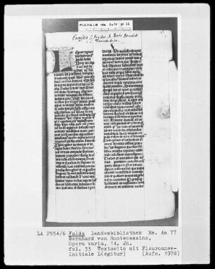 Bernhard von Montecassino, Opera varia — Initiale L (egitur), Folio 33 recto