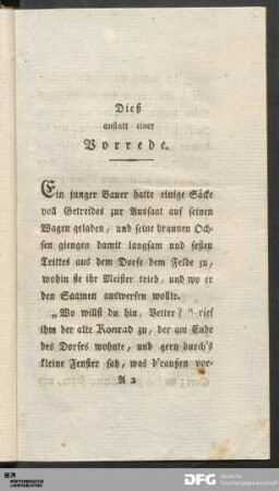 Dieß anstatt einer Vorrede.