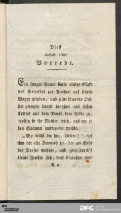 Dieß anstatt einer Vorrede.