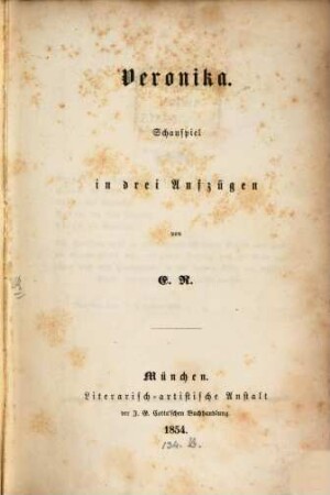 Veronika : Schauspiel in 3 Aufzügen