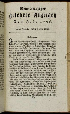 44tes Stück. Den 30ten May.