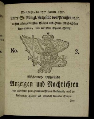 No. 3. Montags, den 17ten Januar 1780.