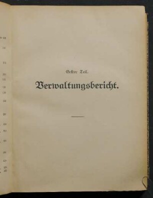Erster Teil. Verwaltungsbericht.