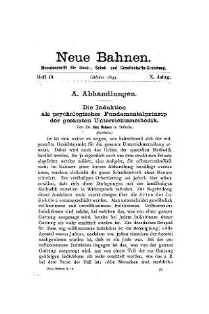 Die Induktion als psychologisches Fundamentalprinzip der gesamten Unterrichtsmethodik : (Schluß)