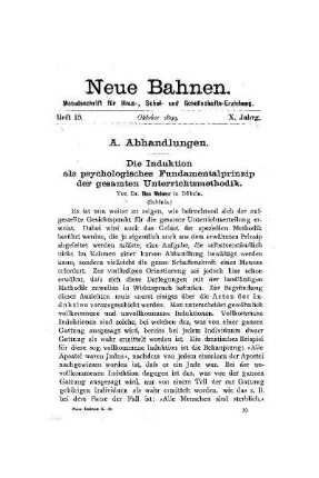 Die Induktion als psychologisches Fundamentalprinzip der gesamten Unterrichtsmethodik : (Schluß)