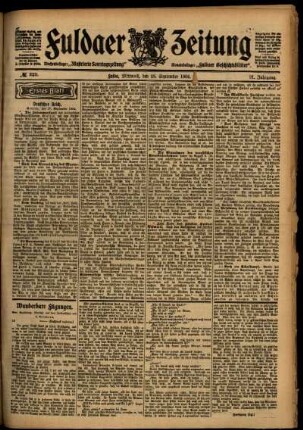 Erste Ausgabe vom Mittwoch, den 28. September 1904.