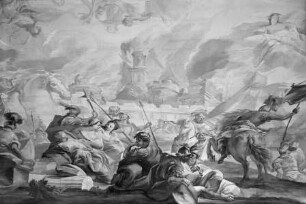 Innendekoration der Galerie in der Bildergalerie — Deckendekoration der Galerie in der Bildergalerie — Der Trojanische Krieg — Die Opferung Polyxenas vor dem brennenden Troja