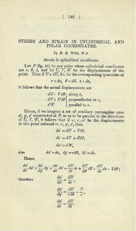 Stress and strain in cylindrical and polar coordinates.