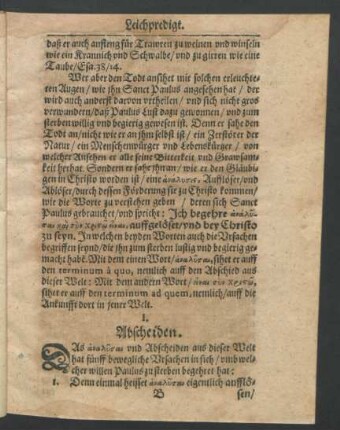 I. Abscheiden.
