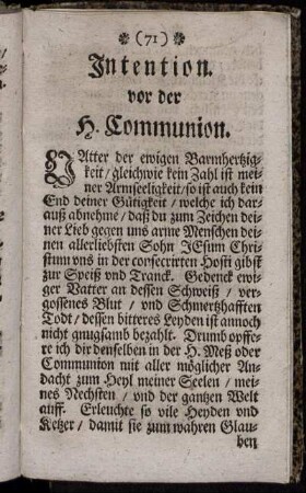 Intention. vor der H. Communion.