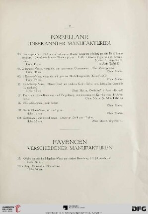 Porzellane unbekannter Manufakturen (Nr. 93-100)