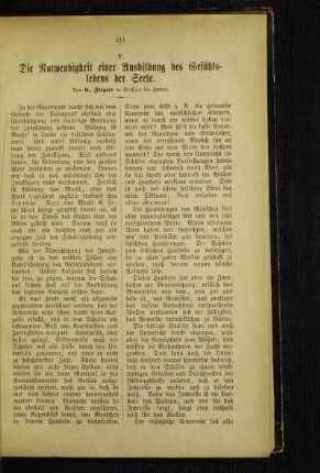 ¬Die¬ Notwendigkeit einer Ausbildung des Gefühlslebens der Seele