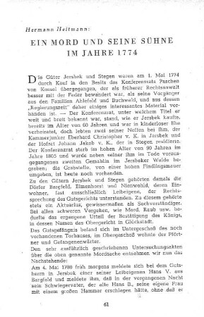 Ein Mord und seine Sühne im Jahre 1774